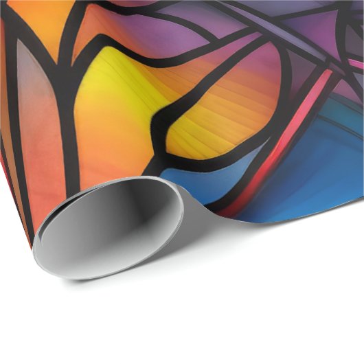 Glas in lood gepersonaliseerde kerstvakantie cadeaupapier (Rol Hoek)