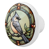 Glas in lood getuft Titmouse Keramische Knop (Rechts)