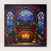 Glas in lood Gezellige salon open haard Garlan Legpuzzel (Verticaal)