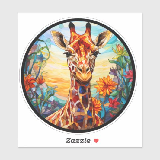 Glas in lood Giraffe Digitale Kunst Laptop Decal Sticker (Vel)