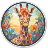 Glas in lood Giraffe Digitale Kunst Laptop Decal Sticker (Voorkant)