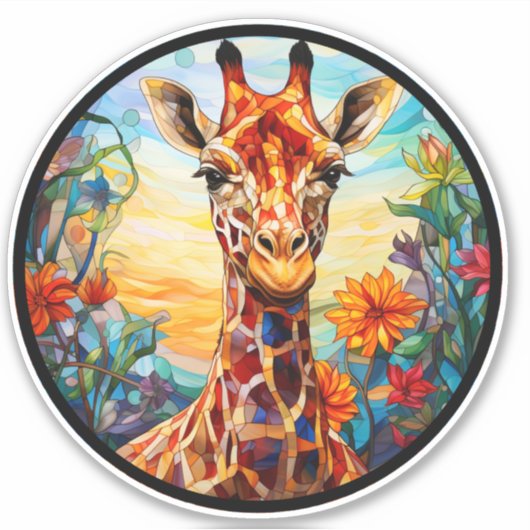 Glas in lood Giraffe Digitale Kunst Laptop Decal Sticker (Voorkant)