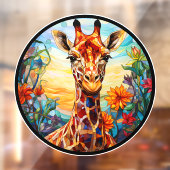 Glas in lood Giraffe digitale kunst Raamsticker (Vel 2)