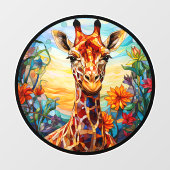 Glas in lood Giraffe digitale kunst Raamsticker (Vel)
