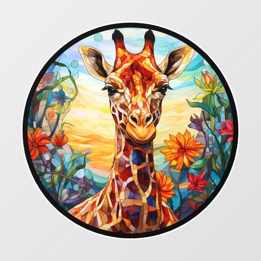 Glas in lood Giraffe digitale kunst Raamsticker (Vel)