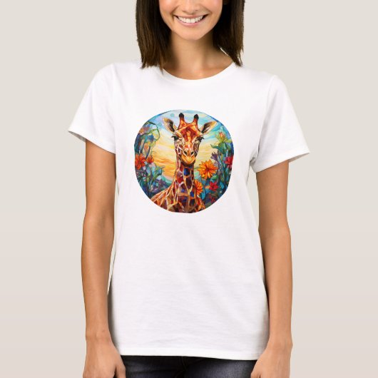 Glas in lood Giraffe digitale kunst T-shirt (Voorkant)