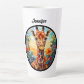 Glas in lood Giraffe gepersonaliseerd Latte Mok (Voorkant)