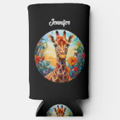 Glas in lood Giraffe gepersonaliseerd Seltzer Blikjeskoeler (Voorkant)