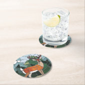 Glas in lood - Glas in lood stijl herten kunst Ronde Kartonnen Onderzetter (Insitu)