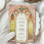 Glas in lood Gotische Kathedraal Huwelijksuitnodig Kaart