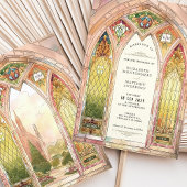 Glas in lood Gotische Kathedraal Huwelijksuitnodig Kaart