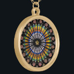 Glas in lood Goud Vergulden Ketting<br><div class="desc">Roos raam (warm getoon) van de kathedraal van Straatsburg,  een rooms-katholieke kathedraal in Straatsburg,  Elzas,  Frankrijk. Geweldig katholiek en Christelijk cadeau voor hem of haar en een reissouvenir voor jezelf en voor familie en vrienden.</div>