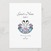 Glas in lood grillige zwanen water lelies bruiloft menu (Achterkant)