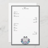 Glas in lood grillige zwanen water lelies bruiloft menu (Voorkant / Achterkant)