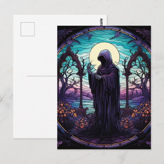 Glas in lood Grim Reaper Briefkaart (Voorkant / Achterkant)