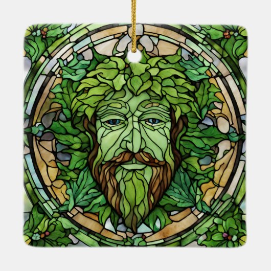 Glas in lood Groen Man Ornament (Achterkant)