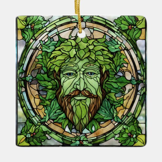 Glas in lood Groen Man Ornament (Voorkant)