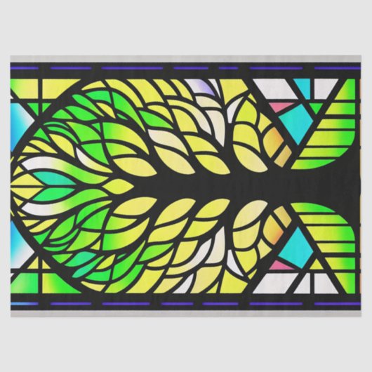 Glas in lood Groene boomstructuur Groot Tissuepapier (Voorkant)
