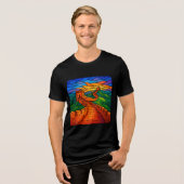 Glas-in-lood Groot-Muur-van-China-T-shirt Tri-Blend Shirt (Voorkant volledig)