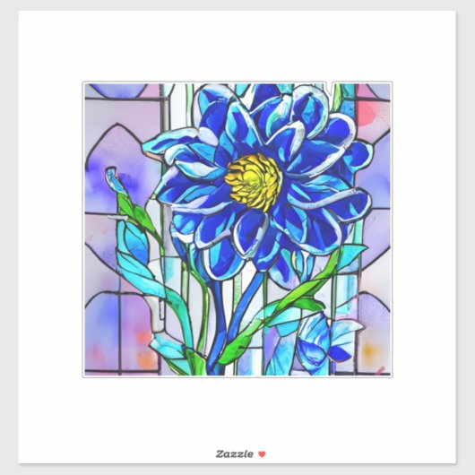 Glas in lood Grote Decal Sticker blauw (Vel)