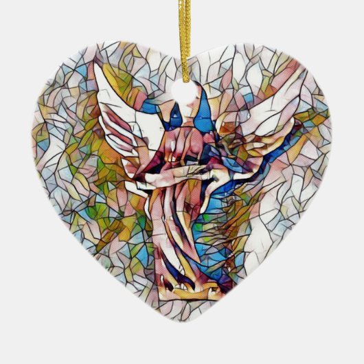 Glas in lood Guardian Angel Keramisch Ornament (Voorkant)