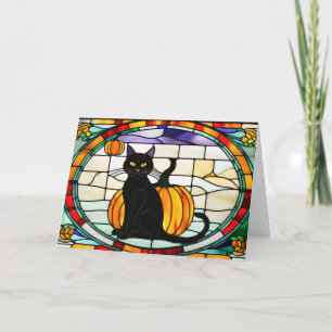 Glas in lood Halloween Black Cat Feestdagen Kaart