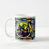 Glas in lood Halloween Haunted House Mok (Links)