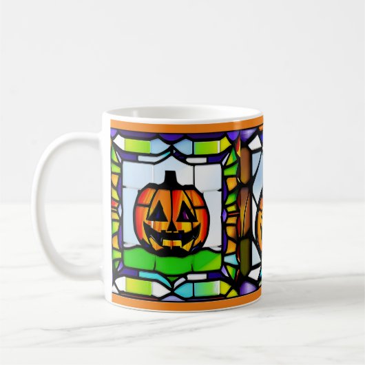 Glas in lood Halloween pompoen Mok (Links)