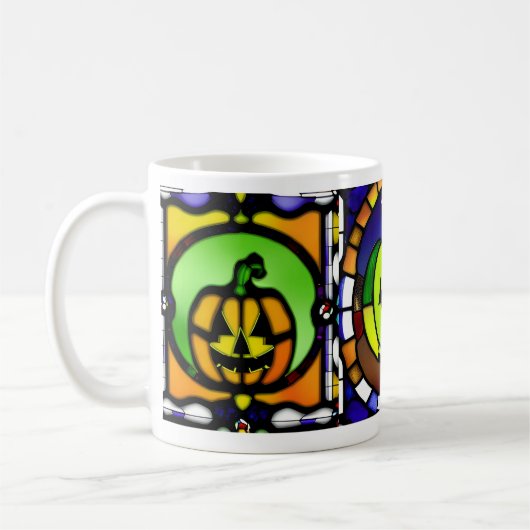 Glas in lood Halloween pompoen Mok (Links)