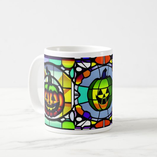 Glas in lood Halloween pompoen Mok (Voorkant links)