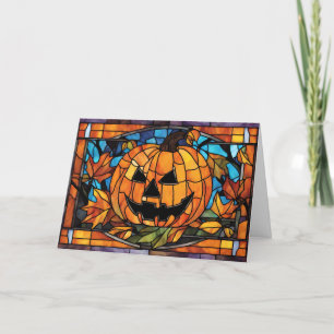 Glas in lood Halloween Scary Pumpkin Feestdagen Kaart