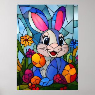 Glas in lood Happy Easter Bunny Wall Art Poster