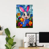 Glas in lood Happy Easter Bunny Wall Art Poster (Thuiskantoor)