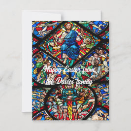 Glas in lood Happy Pasen met bewerkbare tekst Notitiekaartje