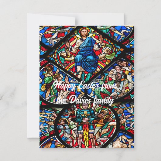 Glas in lood Happy Pasen met bewerkbare tekst Notitiekaartje (Voorkant)