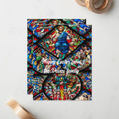 Glas in lood Happy Pasen met bewerkbare tekst Notitiekaartje (Voorkant / Achterkant in situ)