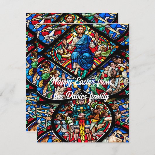 Glas in lood Happy Pasen met bewerkbare tekst Notitiekaartje (Voorkant / Achterkant)