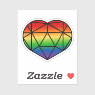Glas in lood Hart D20 Rainbow Pride Flag Sticker