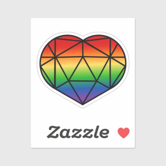 Glas in lood Hart D20 Rainbow Pride Flag Sticker (Vel)