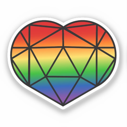 Glas in lood Hart D20 Rainbow Pride Flag Sticker (Voorkant)