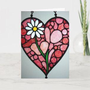 Glas-in-lood Hart Madeliefkaart Kaart