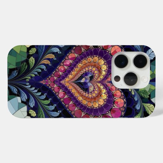 Glas in lood Heart Floral Fantasy Case-Mate iPhone Case (Achterkant (horizontaal))