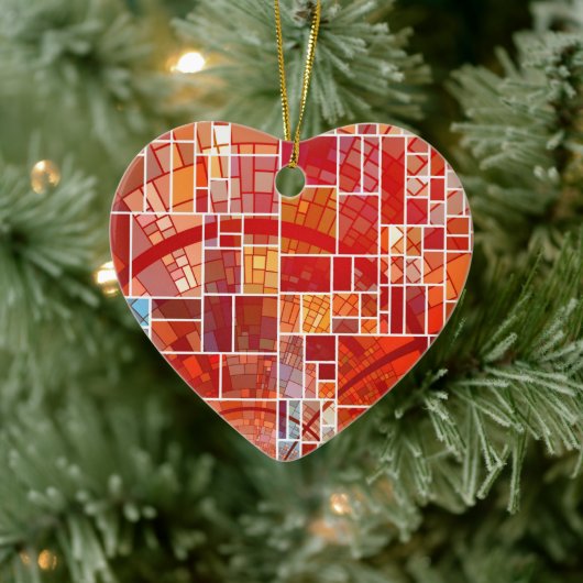 Glas in lood Heart Keramisch Ornament (Boom)
