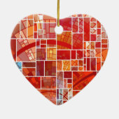 Glas in lood Heart Keramisch Ornament (Achterkant)