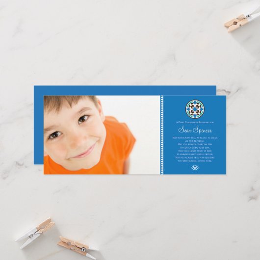 Glas in lood Heilige Eerste Communie Foto Keepomwi Kaart (Voorkant / Achterkant in situ)