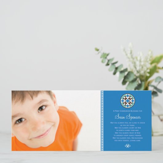 Glas in lood Heilige Eerste Communie Foto Keepomwi Kaart (Staand voorkant)