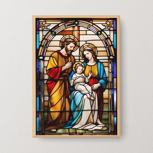 Glas in lood Heilige Familie Button Draagbare Devo (Voorkant)