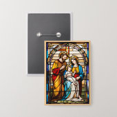 Glas in lood Heilige Familie Button Draagbare Devo (Voorkant / Achterkant)
