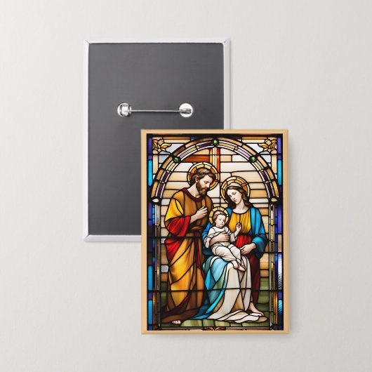 Glas in lood Heilige Familie Button Draagbare Devo (Voorkant / Achterkant)