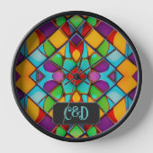 Glas in lood - Helderkleurige Tegels - Monogram (Voorkant)